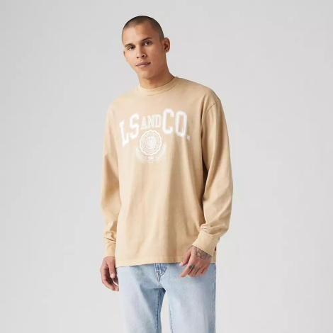 Мужской лонгслив Levi's с принтом 1159821608 (Бежевый L)