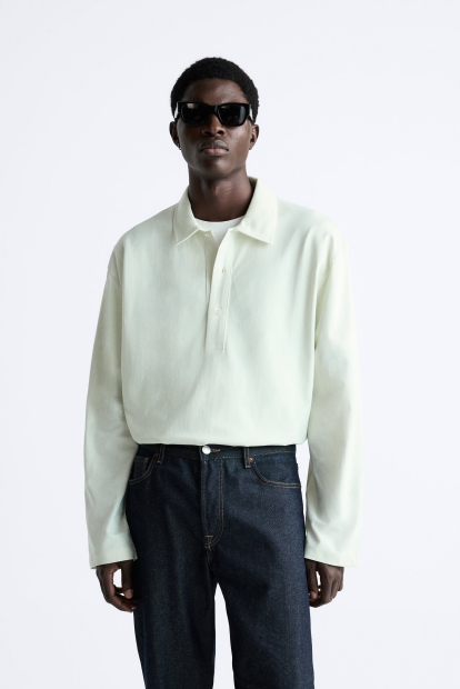 Лонгслив-поло ZARA 1159822778 (Зеленый M)