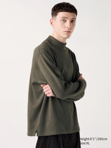 Мужской флисовый лонгслив UNIQLO водолазка 1159824762 (Зеленый M)