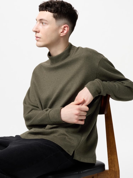Мужской флисовый лонгслив UNIQLO водолазка 1159824762 (Зеленый M)