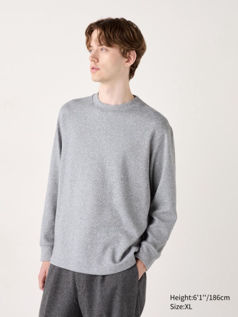 Мужской флисовый лонгслив UNIQLO 1159827130 (Серый 3XL)