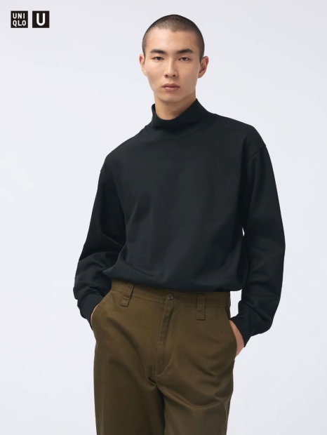 Теплый лонгслив UNIQLO водолазка 1159826155 (Черный M)