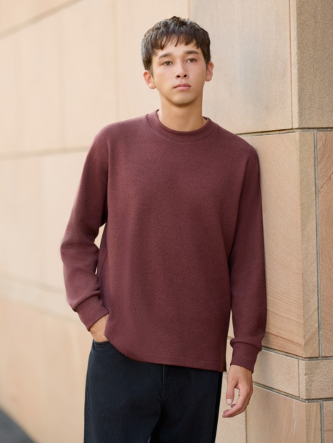 Мужской флисовый лонгслив UNIQLO 1159826271 (Коричневый XL)
