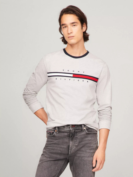 Лонгслив мужской Tommy Hilfiger кофта с логотипом 1159833178 (Серый XXL)