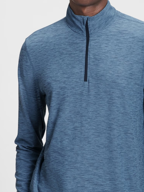 Кофта спортивна чоловіча GAP Fit лонгслів на блискавці 1159835073 (Синій XS)