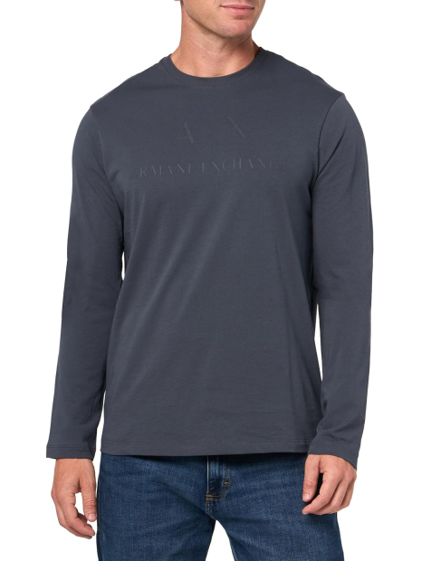 Базовый лонгслив Armani Exchange с логотипом 1159836149 (Синий XL)