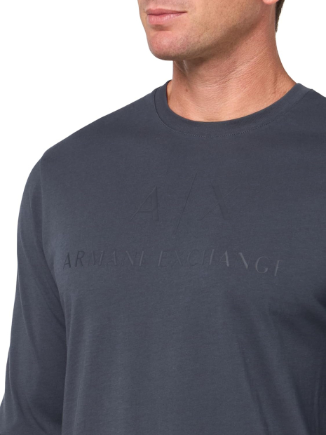 Базовый лонгслив Armani Exchange с логотипом 1159836149 (Синий XL)