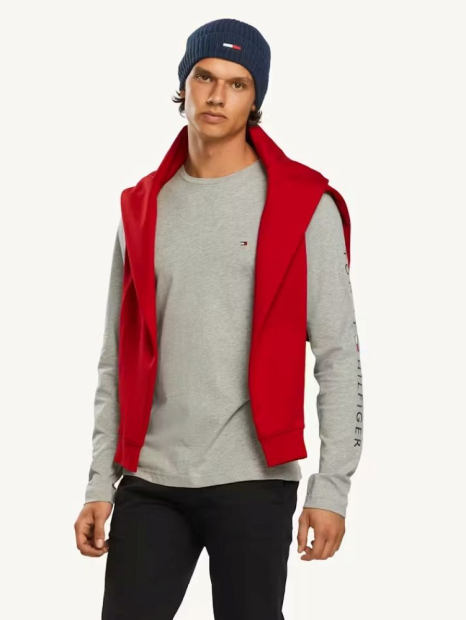 Чоловічий лонгслів Tommy Hilfiger кофта з логотипом 1159836605 (Сірий XXL)