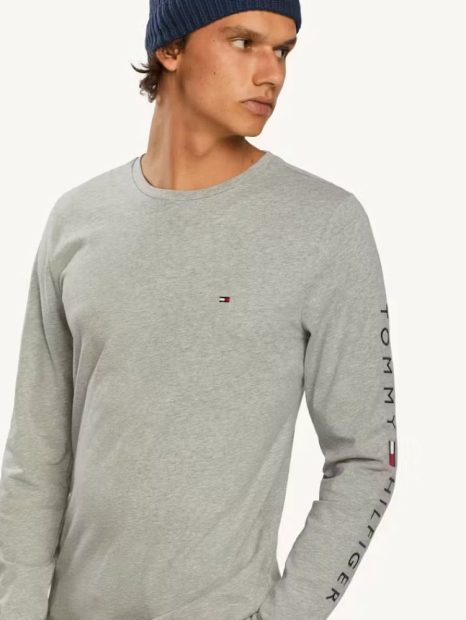 Чоловічий лонгслів Tommy Hilfiger кофта з логотипом 1159836605 (Сірий XXL)