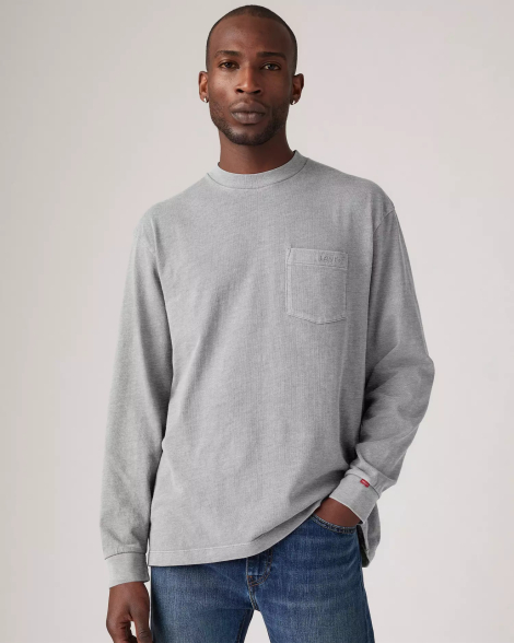 Мужской лонгслив Levi's с логотипом 1159837845 (Серый XXL)