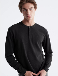 Чоловічий вафельний лонгслів Calvin Klein 1159809868 (Чорний, M)