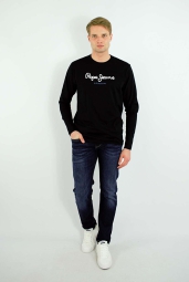 Мужской лонгслив Pepe Jeans London кофта с логотипом 1159812312 (Черный, S)