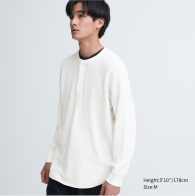 Мужской вафельный лонгслив UNIQLO 1159812790 (Молочный, 3XL)