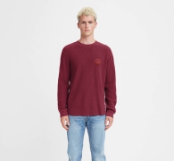 Мужской вафельный лонгслив Levi's кофта 1159816047 (Бордовый M)