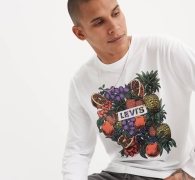 Мужской лонгслив Levi's с принтом 1159817999 (Белый L)