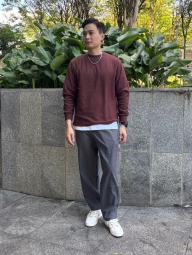 Мужской флисовый лонгслив UNIQLO 1159826271 (Коричневый XL)