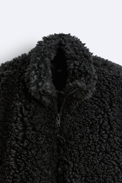 Меховая куртка ZARA 1159800802 (Черный, L)
