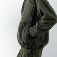 Меховая куртка с капюшоном Uniqlo с флисовыми рукавами 1159798842 (Зеленый, XL)