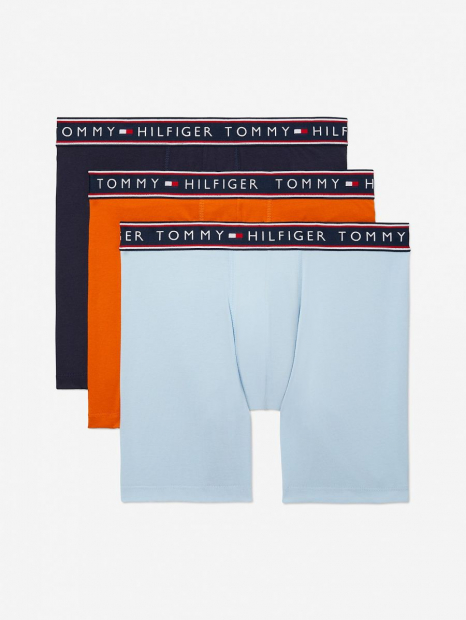 Фирменные мужские трусы боксеры Tommy Hilfiger 1159762106 (Голубой/Синий/Оранжевый, XL)