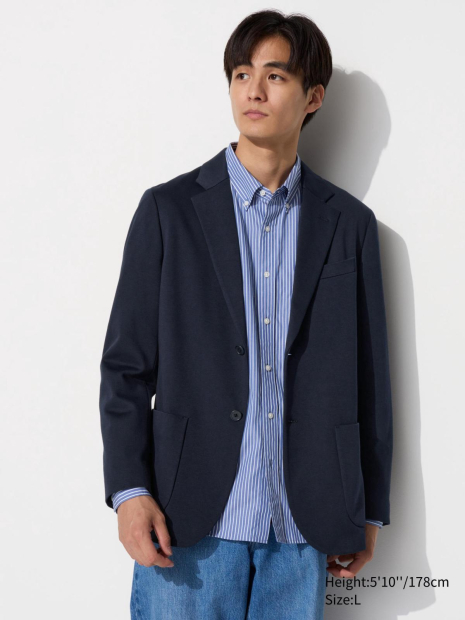 Классический пиджак UNIQLO на пуговицах 1159832775 (Синий XL)