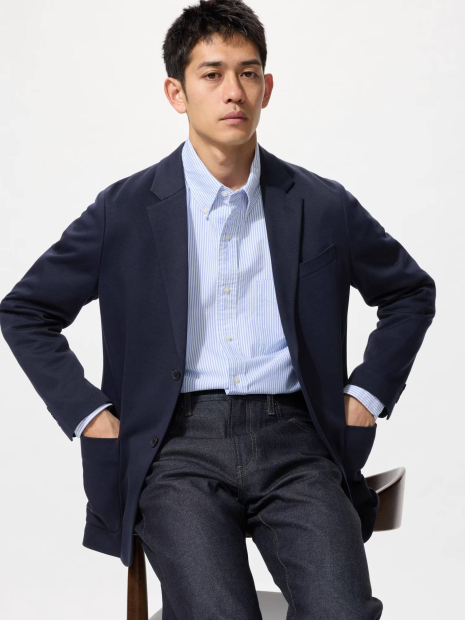 Классический пиджак UNIQLO на пуговицах 1159832775 (Синий XL)