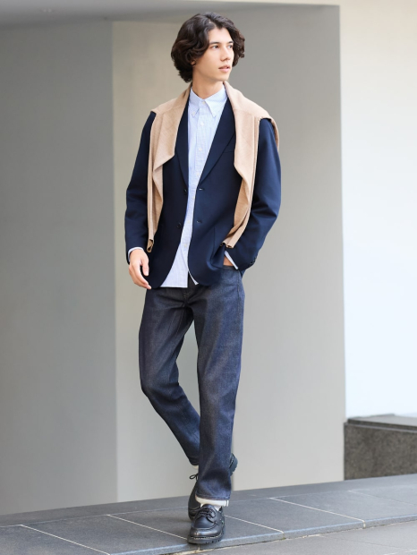 Классический пиджак UNIQLO на пуговицах 1159832775 (Синий XL)