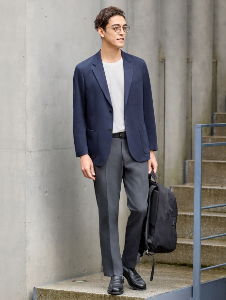 Классический пиджак UNIQLO на пуговицах 1159832775 (Синий XL)