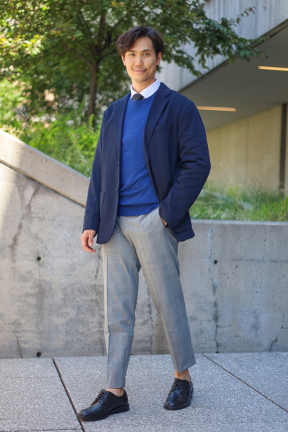 Классический пиджак UNIQLO на пуговицах 1159832775 (Синий XL)