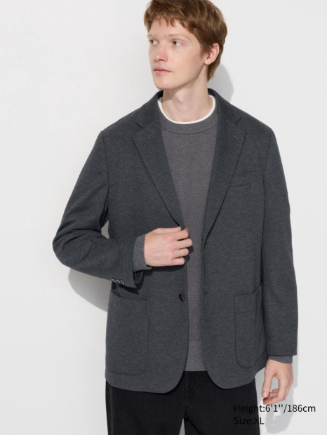 Классический пиджак UNIQLO на пуговицах 1159832809 (Серый L)