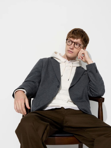 Классический пиджак UNIQLO на пуговицах 1159832809 (Серый L)