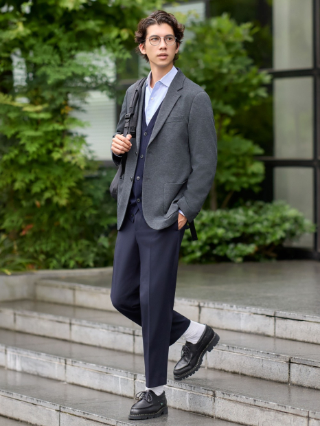 Классический пиджак UNIQLO на пуговицах 1159832809 (Серый L)