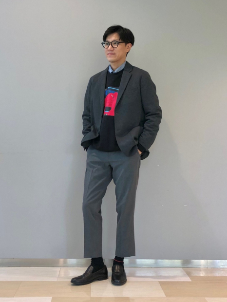 Классический пиджак UNIQLO на пуговицах 1159832809 (Серый L)