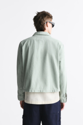 Мужская укороченная куртка-рубашка ZARA 1159789480 (Зеленый, XL)