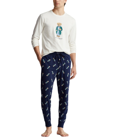 Мужская пижама Polo Ralph Lauren с принтом 1159809836 (Белый/Синий, M)