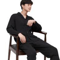 Мужская пижама UNIQLO штаны и рубашка 1159776645 (Черный, M)