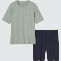 Мужской домашний комплект UNIQLO шорты и футболка 1159786609 (Зеленый/Синий, XXL)