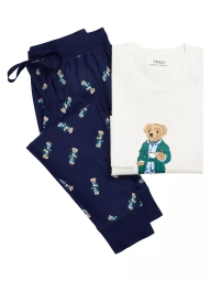 Чоловіча піжама Polo Ralph Lauren з принтом 1159809836 (Білий/синій, M)