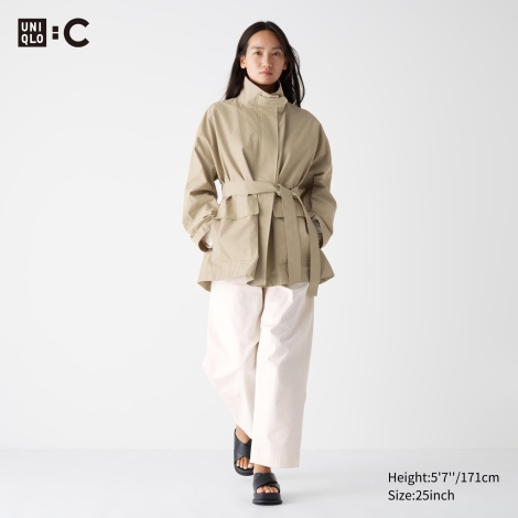 Ветрозащитная куртка-плащ oversize UNIQLO 1159811864 (Бежевый, L)