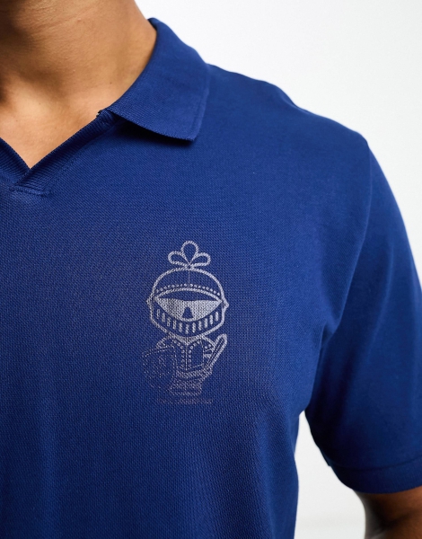 Мужская футболка-поло Karl Lagerfeld Paris с логотипом 1159801427 (Синий, L)