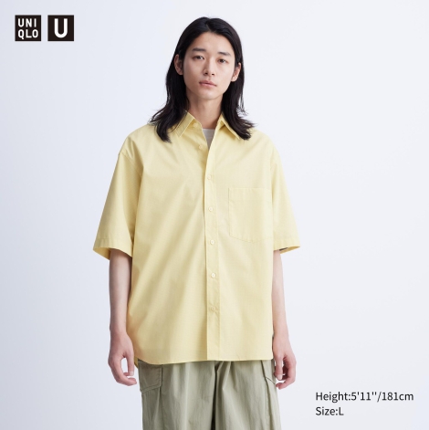 Сорочка з коротким рукавом Oversize UNIQLO теніска 1159814816  (Жовтий XS)