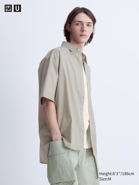 Рубашка с коротким рукавом Oversize  UNIQLO тенниска 1159816527 (Серый M)