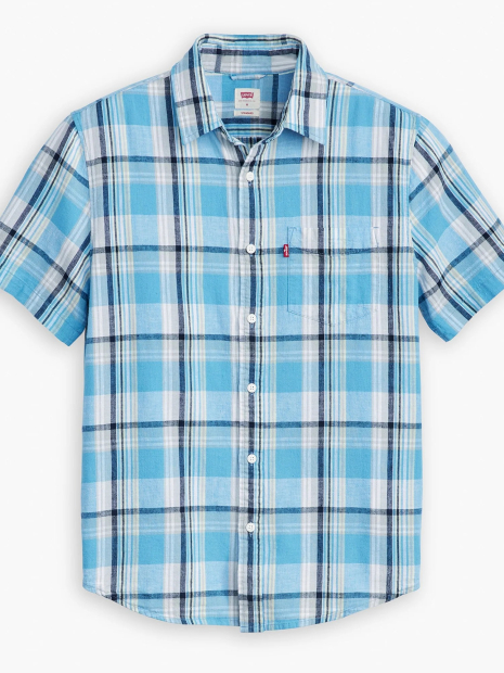 Мужская тенниска Levi's в клетку 1159832764 (Голубой M)