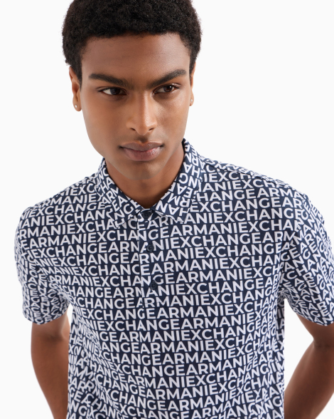 Футболка-поло Armani Exchange з принтом 1159834189 (Синій XL)
