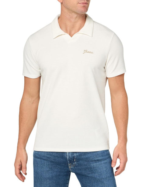 Чоловічі футболки-поло GUESS з логотипом 1159835663 (Молочний XXL)