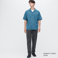 Мужская рубашка с коротким рукавом UNIQLO 1159781277 (Синий, M)