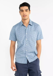 Мужская рубашка с коротким рукавом GAP на пуговицах 1159788061 (Синий, XL)