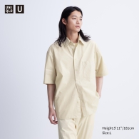 Сорочка з коротким рукавом Oversize UNIQLO теніска 1159814821  (Бежевий L)