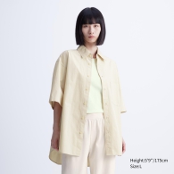 Сорочка з коротким рукавом Oversize UNIQLO теніска 1159814821  (Бежевий L)