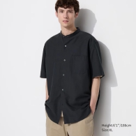 Рубашка с коротким рукавом UNIQLO из льна 1159816610 (Черный S)