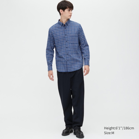 Фланелевая рубашка в клетку UNIQLO 1159780004 (Синий, M)